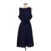 Elle Casual Dress - A-Line Scoop Neck Sleeveless: Blue Solid Dresses - Women's Size X-Large
