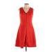 Vince Camuto Casual Dress - A-Line V-Neck Sleeveless: Red Print Dresses - Women's Size 10