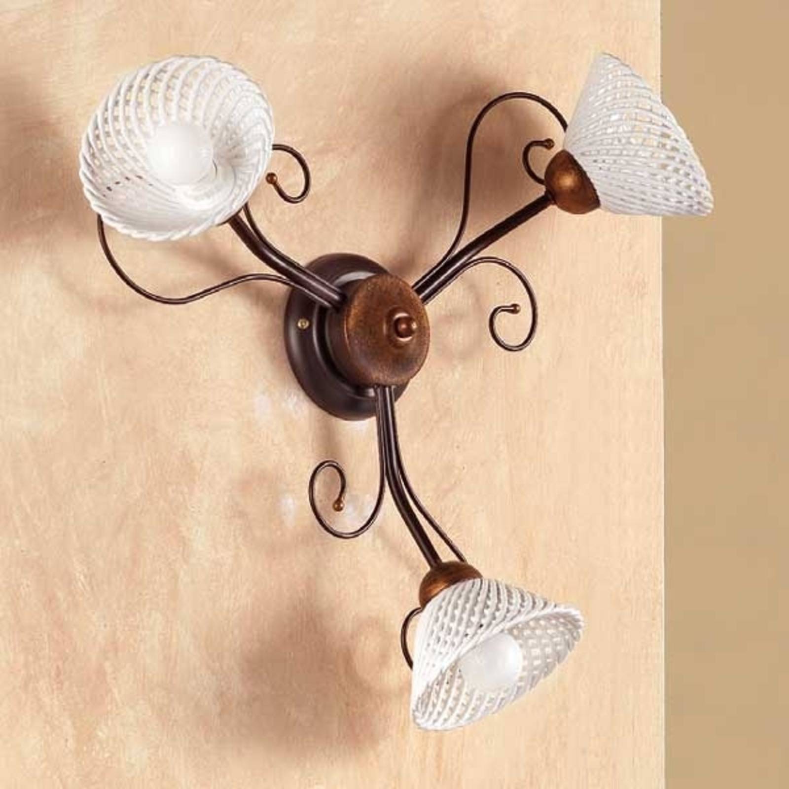 Ceramiche Wandlampe RETINA, dimmbar, bronze / altmessing, für Flurbereich, Keramik, Landhaus / Rustikal, Wandleuchte, Wandlampe Innen