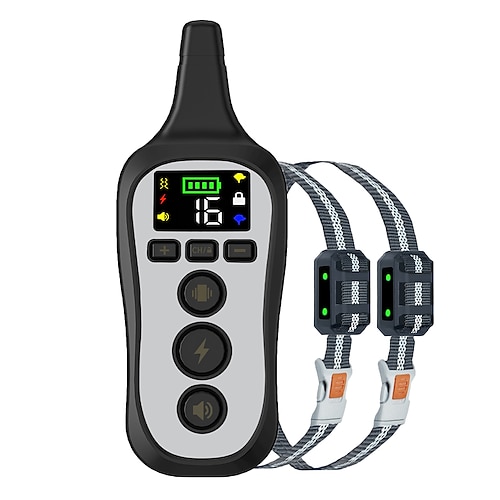 600 m elektrisches Haustier Hundetrainingshalsband ipx7 wasserdichtes wiederaufladbares Halsband Haustier Anti-Bell-Fernbedienungshalsband Haustiertrainer Vibrationsschock 16 Stufen einstellbar Image