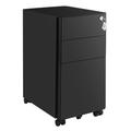 Caisson de bureau mobile 3 tiroirs en acier noir