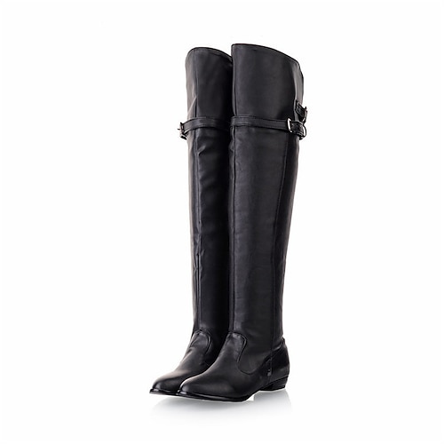 Beige Overknee-Stiefel für Damen mit seitlichem Reißverschluss und Schnallenriemen, schick und lässig für den Alltag Image