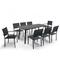 Tavolo da giardino in alluminio e pietra, 6 sedie e 2 poltrone grigie - Grigio Antracite