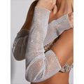 Transparenter Mesh-Strassstein Handlose Handschuhe Lange Handschuhe Metallisch Glanz Sexy Spitze Für Scheibe Cosplay Karneval Damen Modeschmuck Modeschmuck
