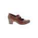 Clarks Heels: Loafers Chunky Heel Boho Chic Brown Print Shoes - Women's Size 6 - Round Toe