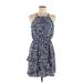Iz Byer Casual Dress - Popover: Blue Print Dresses - Women's Size Medium