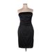 White House Black Market Cocktail Dress - Sheath Strapless Sleeveless: Black Solid Dresses - Women's Size 14