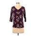 J.Jill Long Sleeve T-Shirt: Purple Floral Tops - Women's Size Small