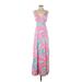 J. McLaughlin Casual Dress - A-Line V Neck Sleeveless: Pink Print Dresses - Women's Size X-Small