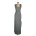 Lulus Casual Dress - Sheath Scoop Neck Sleeveless: Gray Dresses - Women's Size Large