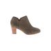 Jack Rogers Ankle Boots: Slip-on Stacked Heel Casual Green Solid Shoes - Women's Size 7 1/2 - Almond Toe