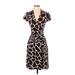 INC International Concepts Casual Dress - Wrap: Brown Print Dresses - Women's Size X-Small