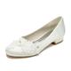 Women's Wedding Shoes Ladies Shoes Valentines Gifts White Shoes Wedding Party Daily Embroidered Wedding Heels Bridal Shoes Bridesmaid Shoes Rhinestone Satin Flower Beading Flat Heel Round Toe Elegant