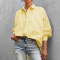 Women's Shirt Striped Work Casual Sports Yellow Pink Green Print Button Pocket Long Sleeve Vacation Fashion Daily Shirt Collar Loose Fit Spring Fall Spring Fall