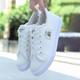 Women's Sneakers Canvas Shoes White Shoes Outdoor Office Work Solid Colored Summer Flat Heel Round Toe Classic Casual Preppy Walking Canvas Lace-up Black White Blue