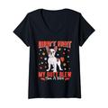 Damen Frenchie DID'T FART MY BUTT BLEW YOU A KISS Lustig Frenchie T-Shirt mit V-Ausschnitt