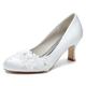 Women's Wedding Shoes Ladies Shoes Valentines Gifts White Shoes Wedding Party Daily Embroidered Wedding Heels Bridal Shoes Bridesmaid Shoes Rhinestone Satin Flower Beading Chunky Heel Round Toe