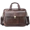 Top Layer Cowhide Retro Buckle Briefcase Messenger Bag School Bag Fashion Commuter Briefcase Computer Bag Crossbody Shoulder Bag