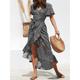 Women's Casual Dress Swing Dress Wrap Dress Polka Dot Lace up Ruffle V Neck Long Dress Maxi Dress Vacation Short Sleeve Summer