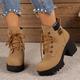 Women's Boots Combat Boots Lace Up Boots Comfort Shoes Outdoor Daily Solid Color Booties Ankle Boots Winter Lace-up Chunky Heel Round Toe Elegant Vintage Fashion Walking PU Lace-up Black Brown