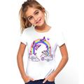 Kids Girls' T shirt Cartoon Casual Short Sleeve Crewneck Active Cotton 7-13 Years Summer Black White Ivory