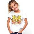 Kids Girls' T shirt Cartoon Casual Short Sleeve Crewneck Active Cotton 7-13 Years Summer Black White Ivory