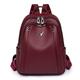 Women's Backpack Mini Backpack Daily Traveling Solid Color PU Leather Large Capacity Waterproof Zipper Black Red Blue