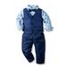 Qtinghua 3Pcs Toddler Baby Boys Gentleman Formal Outfits Long Sleeve Sailboat Print Shirt+Pants+Vest Clothes Blue 3-4 Years
