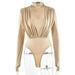 Womens Jumpsuits and Rompers Ladies Bodycon Playsuits Low Cut Silk Tunic Jumpsuit Deep V Neck Swimming Outfit Khaki M