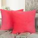 Flxxie Ultra Fluffy Soft Velvet Decorative Solid Color Throw Pillow Simple Square Covers Cushion Case 2 Pieces 18 x 18 Hot Pink