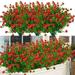 Artificial Flowers Bouquet Home Decoration Fake Flowers 8PC Artificial Flower Simulation Outdoor Home Decoration Plastic Green Bush