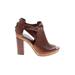 Lauren by Ralph Lauren Heels: Brown Print Shoes - Women's Size 8 1/2 - Peep Toe