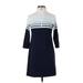Southern Tide Casual Dress - A-Line Turtleneck 3/4 sleeves: Blue Print Dresses - Women's Size X-Small