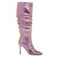 Women's Pink / Purple Pam Pink Metallic Comfortable Heel Work Evening Knee High Boot 7 Uk Beautiisoles by Robyn Shreiber Made in Italy