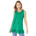 Plus Size Women's Tiered Babydoll Tank by Roaman's in Tropical Emerald (Size 30/32)