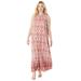 Plus Size Women's Sleeveless Relaxed A-Line Dress by Roaman's in Strawberry Ikat Border (Size 18/20)