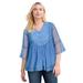 Plus Size Women's Swiss Dot Georgette Tunic by Roaman's in Horizon Blue (Size 18 W)