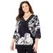 Plus Size Women's Crochet Trim Tunic by Catherines in Black Floral (Size 5X)