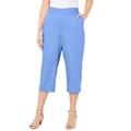 Plus Size Women's Flat Front Linen Capri by Catherines in Stone Blue (Size 2XWP)