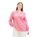 Langarmshirt TOM TAILOR PLUS Gr. 44, pink (pink thin stripe) Damen Shirts V-Shirts