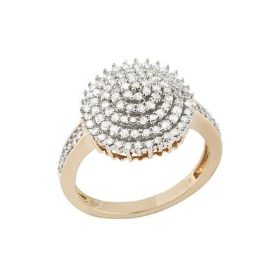 Diamantring FIRETTI "Schmuck Geschenk Gold 585 Damenring Goldring Diamant Blume" Gr. 18, silber (gelbgoldfarben, silberf