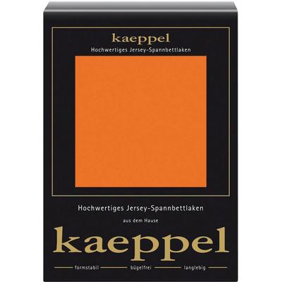 Spannbettlaken KAEPPEL "Single Jersey Mako Elasthan", orange, B:140-160cm L:200cm, Jersey-Elasthan, Obermaterial: 97% Baumwolle, 3% Elasthan, Laken, aus 97% Baumwolle und 3% Elasthan Image
