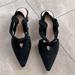 Zara Shoes | Black Suede Sling Back Sandals With Chrome Dome Heel Size 7.5 | Color: Black | Size: 7.5