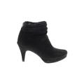 Bandolino Ankle Boots: Slouch Stiletto Casual Black Solid Shoes - Women's Size 9 - Round Toe