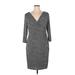 Lauren by Ralph Lauren Casual Dress - Sheath V Neck 3/4 sleeves: Gray Dresses - Women's Size 16