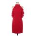 Amanda Uprichard Casual Dress - Mini Mock 3/4 sleeves: Red Print Dresses - Women's Size Medium