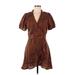 Newbury Kustom Casual Dress - Wrap: Brown Leopard Print Dresses - Women's Size Medium