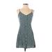 Aerie Casual Dress - A-Line V Neck Sleeveless: Teal Floral Dresses - Women's Size Small