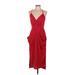 BCBGeneration Cocktail Dress - Midi V Neck Sleeveless: Red Solid Dresses - Women's Size Medium