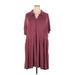 Torrid Casual Dress - Mini Collared Short sleeves: Burgundy Print Dresses - Women's Size 5X Plus